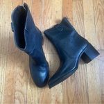 Vince Camuto Black Leather Crackle Embossed Block Heel Boots Size 9.5 Photo 0