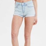 American Eagle Hi-Rise Shortie Light Wash Frayed Hem Denim Shorts Size 00 Photo 0