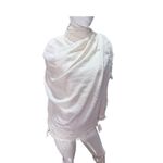 Maje scarf ivory Fringed gold fleck wrap made in Italy Photo 2