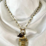 Vintage Dainty Silver Gold Toned Beaded Pearl Cross Charm Religious Necklace Photo 0