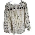 Rachel Zoe Embroidered Tassel Peasant Top Sz M Western Rodeo Boho Cowgirl Photo 0