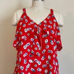 Eyeshadow Red Floral Ruffle Tank  Photo 0