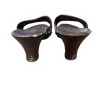 Salvatore Ferragamo  Wood Slide Sandals Brown Light Blue Logo size 8 Photo 7