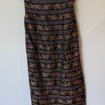 Jessica McClintock Vintage Strapless Dress 4 Black Gold Floral Brocade midi Photo 0