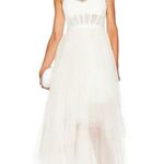 BCBGMAXAZRIA  Oly Tiered Ruffle Tulle Evening Gown Gardenia Womens Size 14 Photo 1