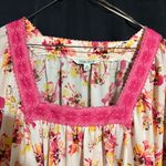 The Pioneer Woman Laced Square Neck Flutter Sleeve Floral Pink Blouse size 2X White Photo 1