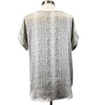 Entro  Womens M Satiny Short Sleeve Animal Print Top Shirt Taupe Cream Boho‎ Photo 4