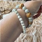 Beaded Cream Gold Pale Blur Beaded Bracelet Duo Photo 1