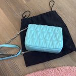 Versace NWOT  Teal Quilted Patent Leather Virtus Crossbody Bag Photo 4