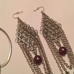 Lot Of 2 Women's Pierced Costume Earrings Large Silver Tone Statement Photo 4