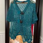 MISTROR IMAGE KNIT 2 Button Cardigan Size‎ Medium Swim Coverup Blue Photo 0
