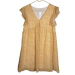Gaevet Ditsy Floral Layered Sleeve Tunic Dress Lined‎ NWT Medium Women’s Yellow Photo 1
