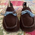 DANIEL GREEN Brown Suede Moccasins‎ Blue Ribbon Hard Sole Slipper Size 8 Photo 3