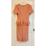 Aisize Vintage‎ Peach Peplum Dress Square Neck Short Sleeve Fitted Elegant Pink Photo 4