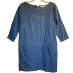 Loft Ann Taylor Blue Jean Like 3/4 Sleeve High Neck Mini Dress Size Small Photo 0