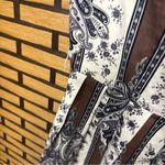 Coldwater Creek  Brown‎ And White Stripe Floral Tank Dress Size 6 Photo 3