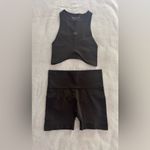 Set Active  Dark Brown Sculptflex Shorts Sport Bra Workout Yoga Pilates Set S Photo 3