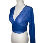 GIGI C Tina Wrap Mesh Top in Cobalt Large New Womens Swim Cover Up Blue Photo 5