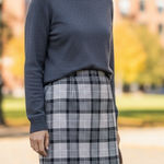 Talbots  Plaid Mini Skirt Womens Size 8 Black Gray Wool‎ Blend Photo 0