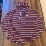 Market & Spruce  knit rust & white stripe hoodie size 1X Photo 0