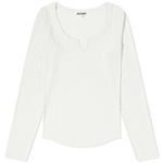 Joah Brown  Classic Long Sleeve Henley Top T Shirt in White, Size S/M Photo 1