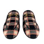 Gucci Tweed Calfskin Trim Damier Princetown Slippers Black Pink Multicolor Photo 4