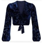 Hutch Claudia Dark Navy Crushed Velvet Wrap Crop Top, EUC, Medium, MSRP $198 Photo 1