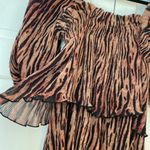 Ganni NWT Pleated Georgette Midi Dress Tigers Eye Size 36 US Size 4 Printed Photo 16