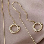 Anthropologie 18K circle threader earrings Photo 0