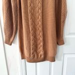 Caroline Constas Cable Knit Wool Sweater Dress Camel Tan Mock Neck Medium Cozy Photo 4
