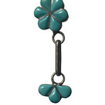 Southwestern Zuni Sterling Silver & Turquoise Flower Drop Pierced Earrings Rare Blue Photo 3