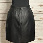 Newport News Vintage minimalist office siren black leather mini skirt Size 6 Photo 3