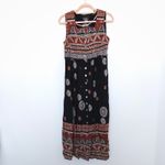 90s Positive Attitude Womens Dress Size 8P Black Rust Boho Tribal Fall Midi‎ Photo 1