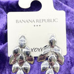 Banana Republic  Silver Leaf Cluster Earrings Statement Polished Modern Glam Luxe Photo 0