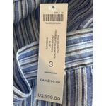 Chico's Linen Capri Pants Size 3 (16) Blue White Striped Button Accents Coastal Photo 6