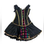 Harlequin cosplay sexy Halloween Costume Mardi Gras Carnival Harlequin Outfit Black Size XL Photo 5