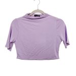 Naked Wardrobe  Mock Neck Ribbed Short Sleeve Crop Top Lavender‎ Size Large NWOT Photo 2