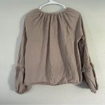 Evereve  Cream Tan Neutral Long Sleeve Balloon Sleeve Blouse Boho Bohemian Small Photo 3