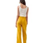 ZARA Linen Menswear Style Baggy Wide Leg Mustard Yellow Trouser Pant Photo 3