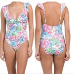 Stella Parker Ruffle Printed one piece bathing suit plus size 16 NWT Pink Photo 1