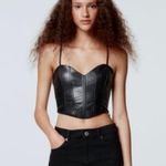 ZARA  black faux leather corset top Photo 0
