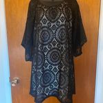 Tacera Black Lace with Nude Lining 3/4 Sleeve Dress Effortless Elegance Size S Photo 11