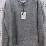 Endless Rose  Silver Sparkle Tinsel Knit Crew Neck Long Sleeve Sweater Top M Photo 0