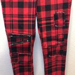 Blackheart Hot Topic Red & Black Plaid Super Skinny Pants Photo 6