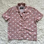 Reformation Pajama Shirt Button Front Short Sleeve Sleepwear Polka Dot Pink S Photo 2