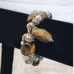 Vintage Bracelet Brown and Silver Tone Two Strand Stretch Bracelet Photo 0