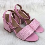 Zenana New Bamboo Maddy Braided Raffia Open Toe Buckle Strap Block Heel Sandals Shoes Pink Photo 1
