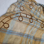 Vintage Western Bohemian Embroidered Plaid Shirt Long Sleeve Cabincore XL Tan Photo 4