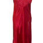 Victoria's Secret Vintage  Long Red Satin Lace Night Gown sz L Photo 0