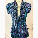 HeartSoul Y2K Baby Doll Ruffle Short Sleeve Top Blue Multi M Size M Photo 5